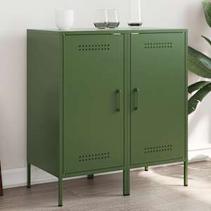 Komoda 2 kosa olivno zelena 36x39x79 cm jeklo