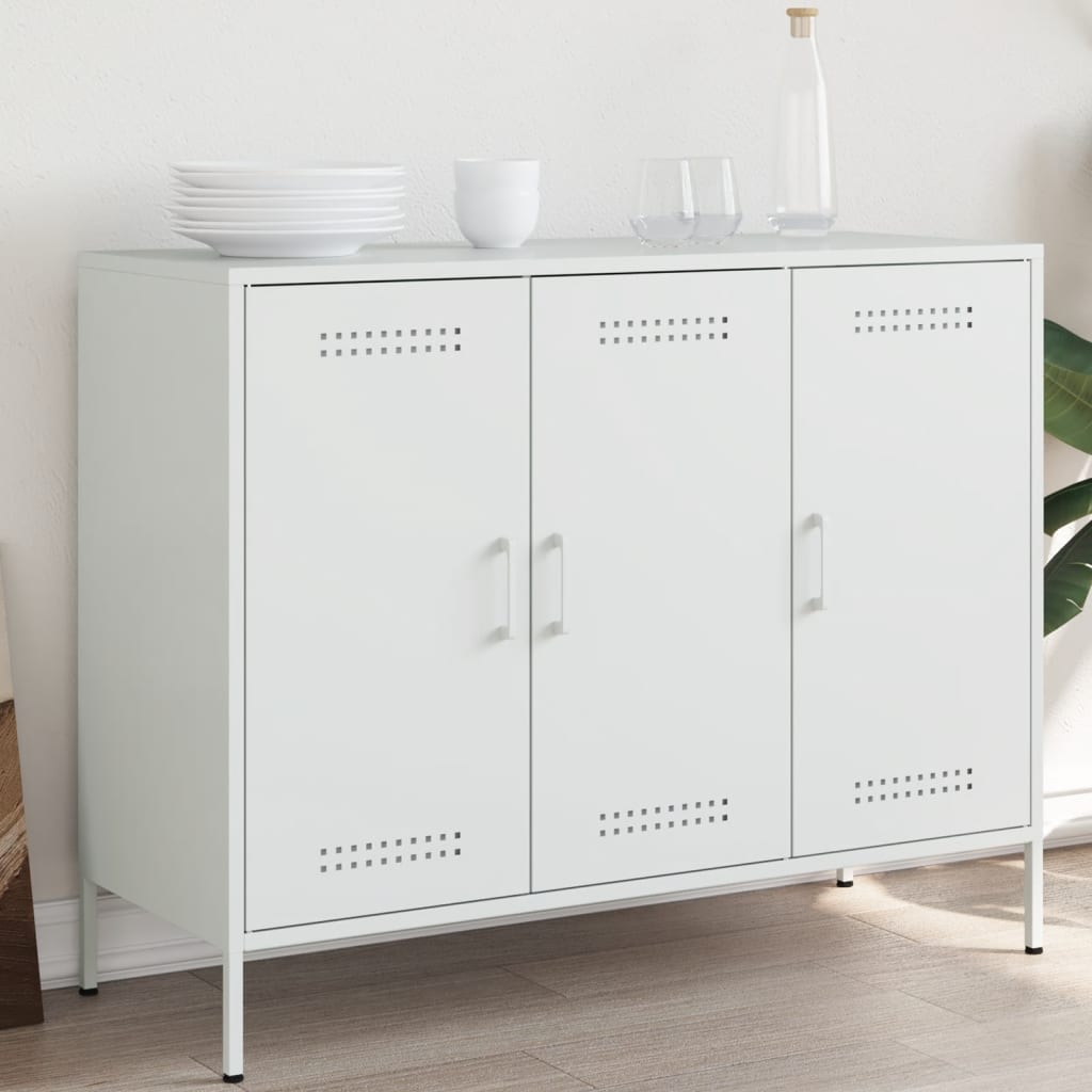 Sideboard Weiß 100,5x39x79 cm Kaltgewalzter Stahl