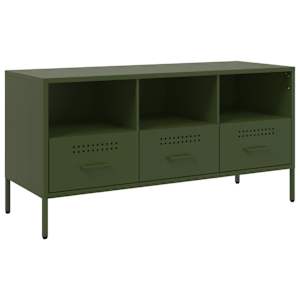TV skříňka olivově zelená 100,5 x 39 x 50,5 cm ocel - obrázek 2