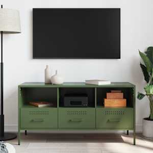 TV skříňka olivově zelená 100,5 x 39 x 50,5 cm ocel - obrázek 3