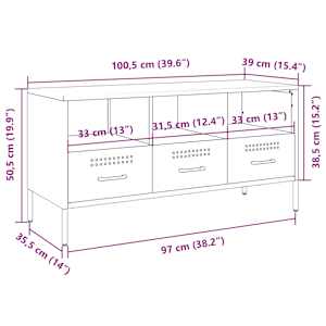 TV skříňka olivově zelená 100,5 x 39 x 50,5 cm ocel - obrázek 13