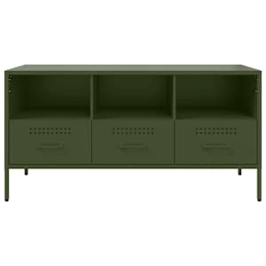TV skříňka olivově zelená 100,5 x 39 x 50,5 cm ocel - obrázek 6
