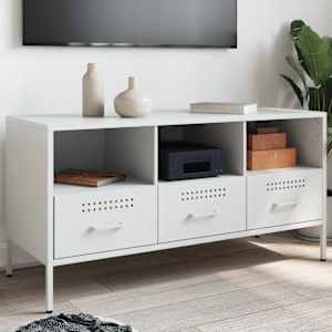 TV skříňka bílá 100,5 x 39 x 50,5 cm ocel - obrázek 1