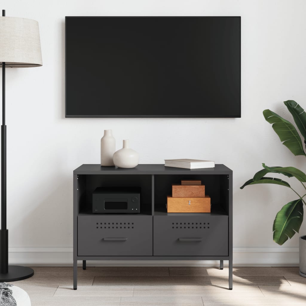 vidaXL Tv-meubel 68x39x50,5 cm staal zwart afbeelding