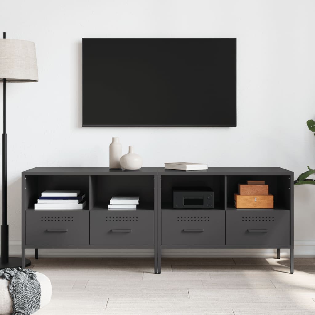 Thumbnail - vidaXL TV-Schränke 2 Stk. Schwarz 68x39x50,5 cm Stahl