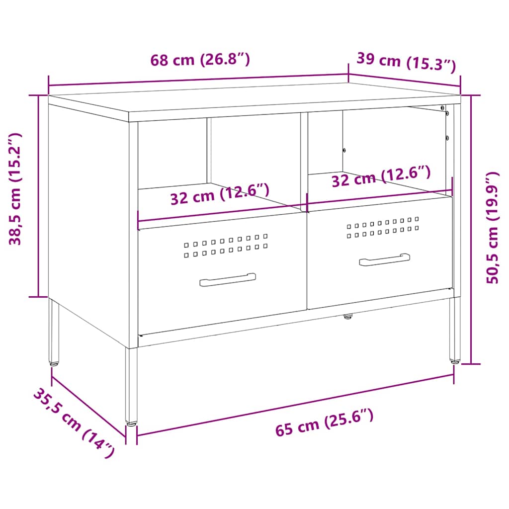 TV skříňky 2 ks černé 68 x 39 x 50,5 cm ocel - obrázek 14