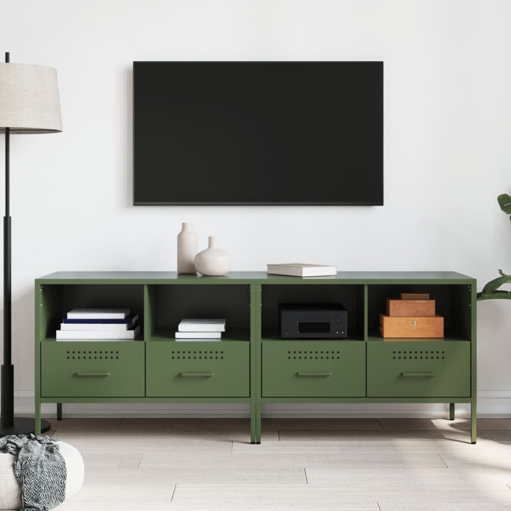 vidaXL Dulapuri TV, 2 buc., verde măsliniu, 68x39x50,5 cm, oțel
