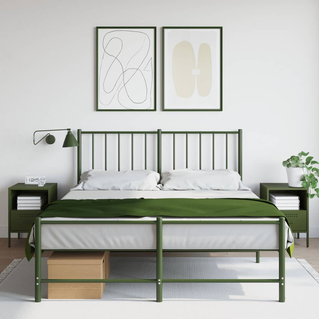 vidaXL Noptiere, 2 buc., verde olive, 36x39x50,5 cm, oțel