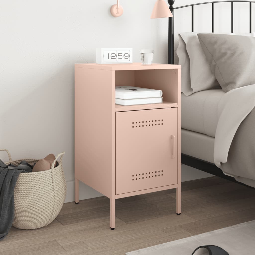 vidaXL Nachtkastje 36x39x68 cm staal roze afbeelding