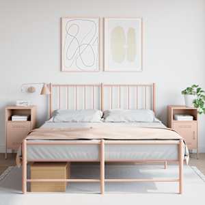 Nočna omarica 2 kosa roza 36x39x68 cm jeklo