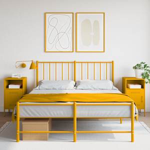 Nočna omarica 2 kosa gorčično rumena 36x39x68 cm jeklo