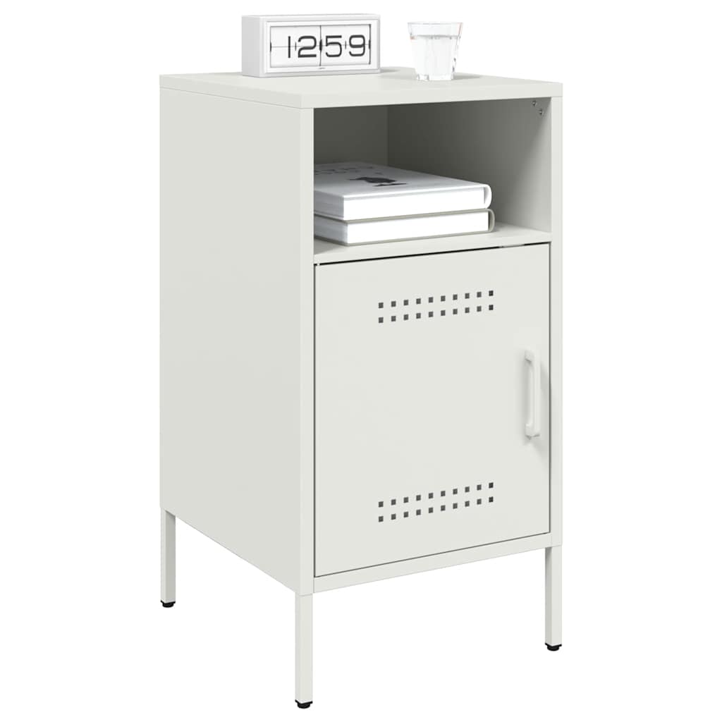 vidaXL Nachtkastjes 2 st 36x39x68 cm staal wit afbeelding