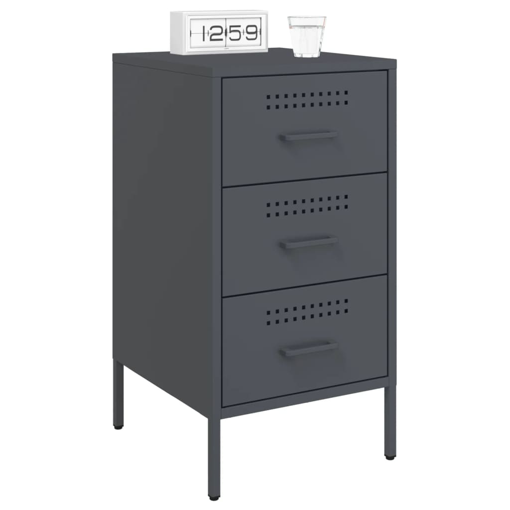vidaXL Nachtkastjes 2 st 36x39x68 cm staal antracietkleurig afbeelding