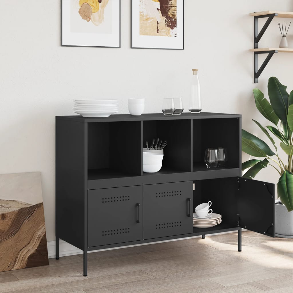 Thumbnail - vidaXL Sideboard Schwarz 100,5x39x79 cm Stahl