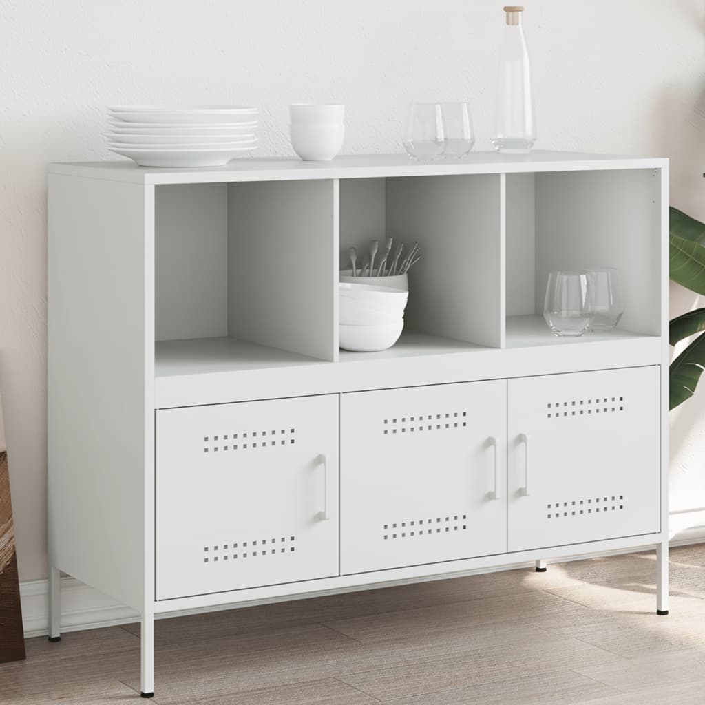 Sideboard Weiß 100,5x39x79 cm Kaltgewalzter Stahl