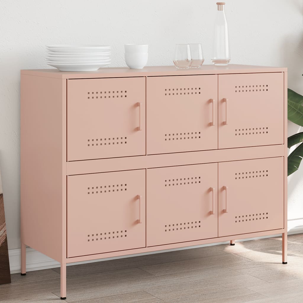 vidaXL Sideboard Rosa 100,5x39x79 cm Stahl