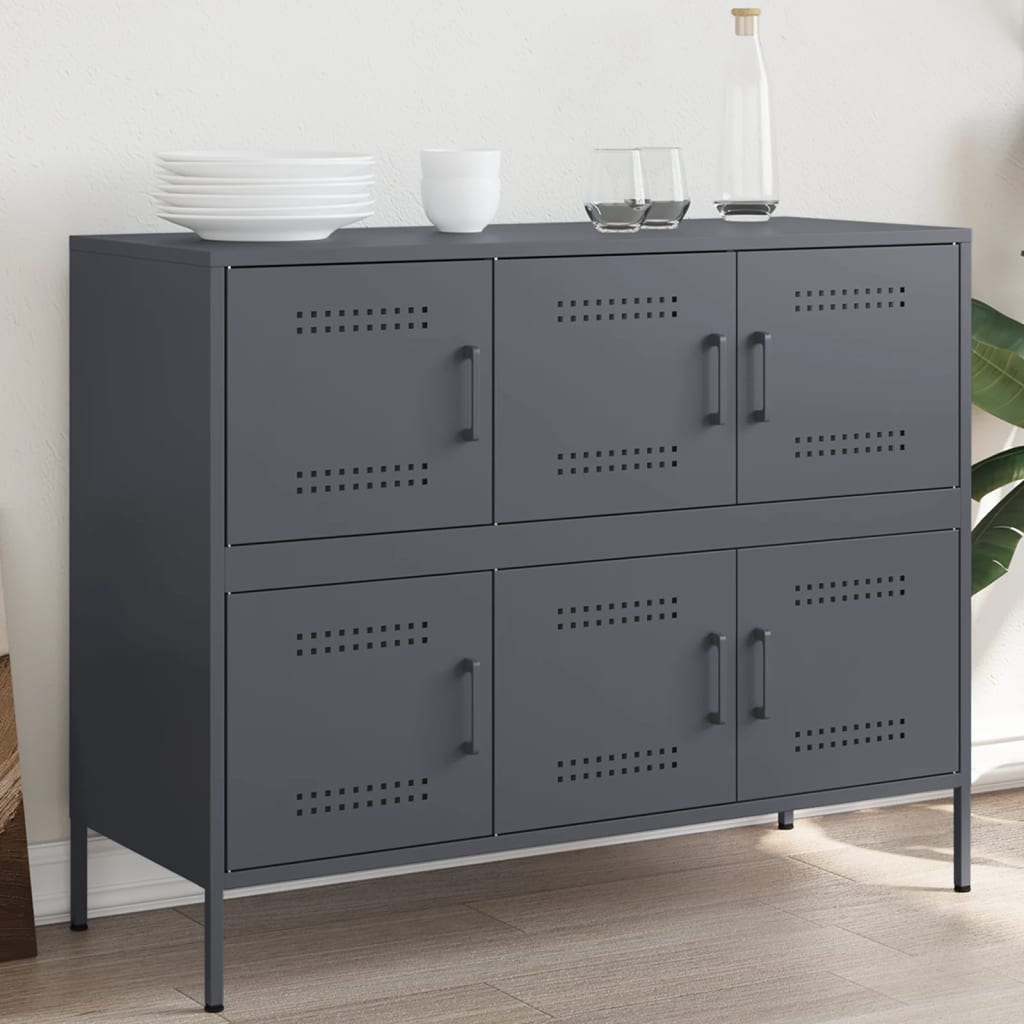 vidaXL Sideboard Anthrazit 100,5x39x79 cm Stahl