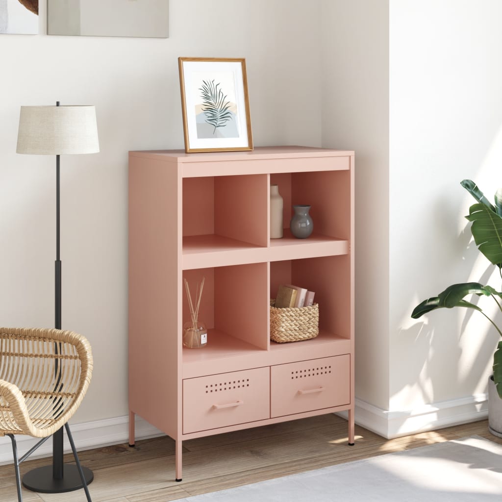 vidaXL Hoge kast 68x39x101,5 cm staal roze afbeelding