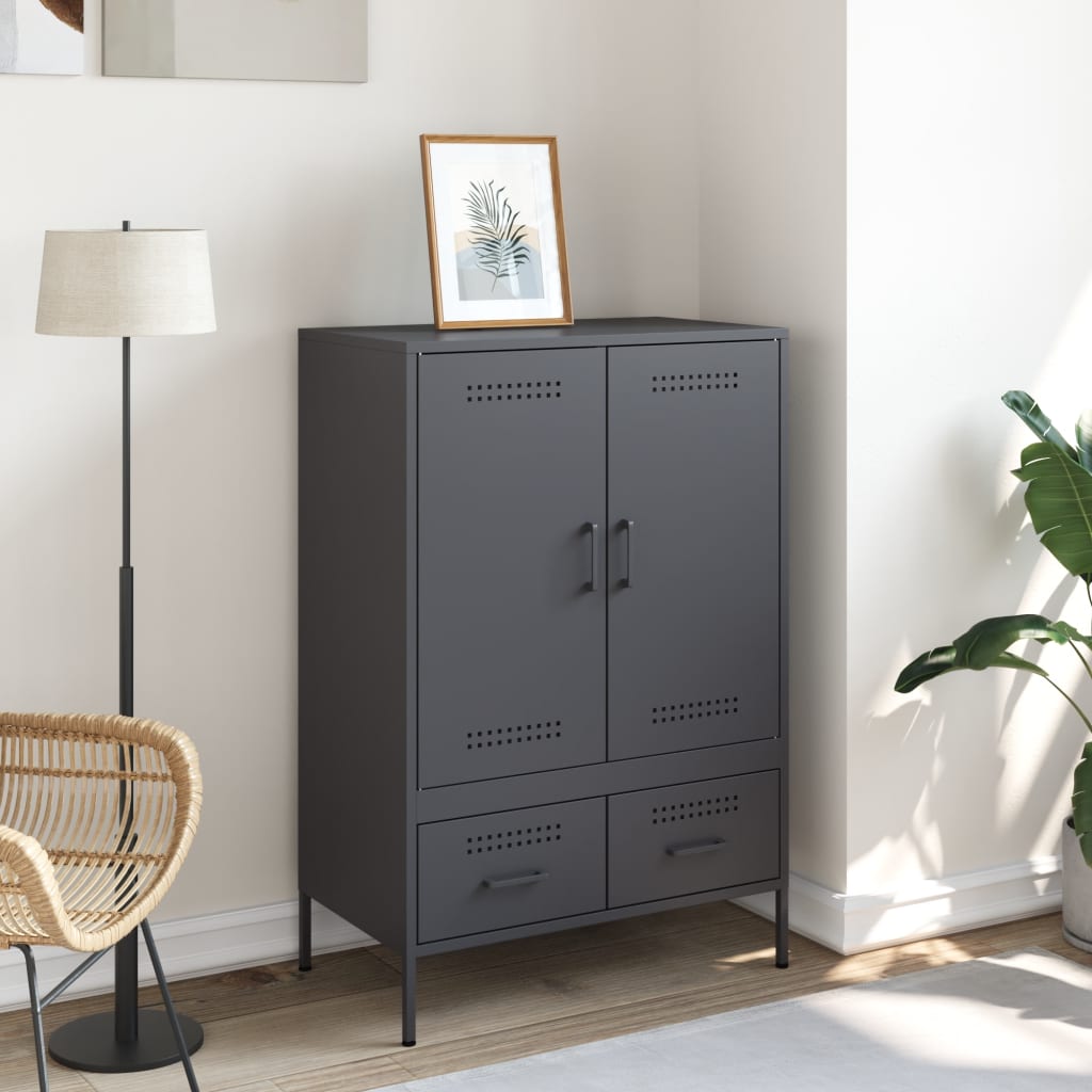 vidaXL Hoge kast 68x39x101,5 cm staal antracietkleurig afbeelding