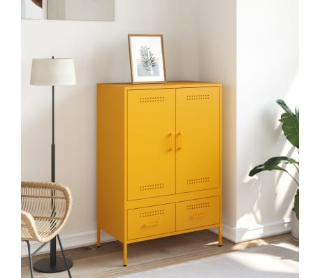 vidaXL Hoge kast 68x39x101,5 cm staal mosterdgeel