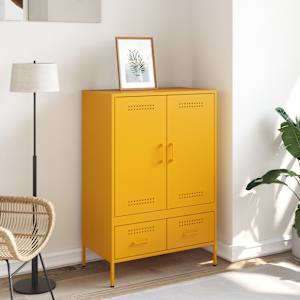 vidaXL Hoge kast 68x39x101,5 cm staal mosterdgeel
