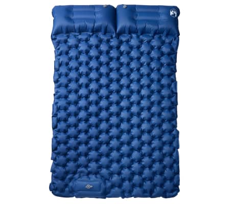 vidaXL Colchón de camping autoinflable con almohadas 2 personas azul