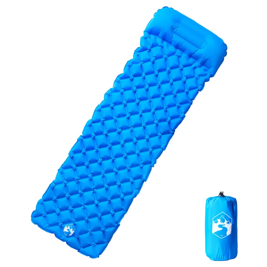 vidaXL Matelas de camping gonflable avec oreiller intégré bleu