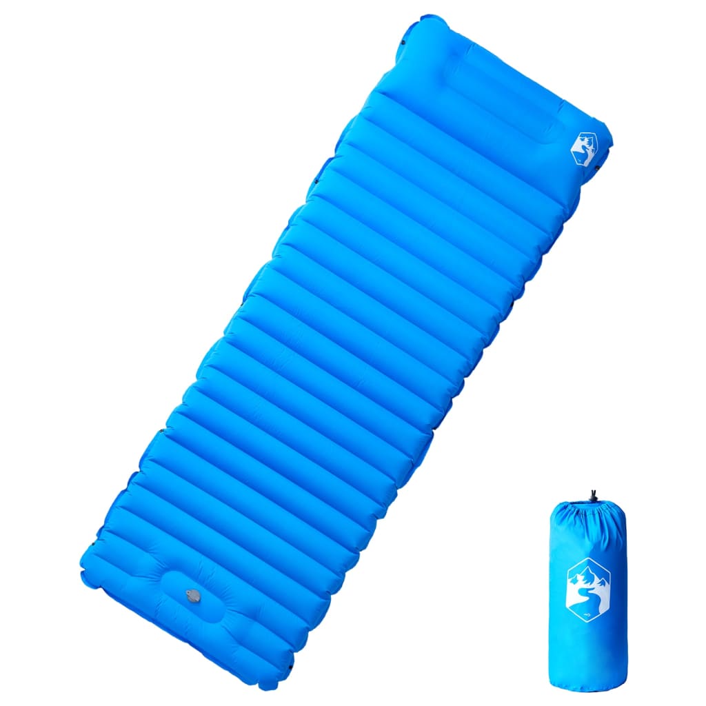 vidaXL Saltea de camping auto-gonflabilă cu pernă, 1 persoană albastru