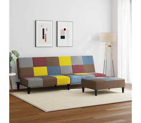 vidaXL Slaapbank 2-zits met voetenbank patchwork stof