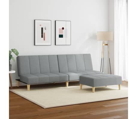 vidaXL 2 s&aelig;ta Svefns&oacute;fi me&eth; Skemli Lj&oacute;sgr&aacute; Tau&aacute;kl&aelig;&eth;i