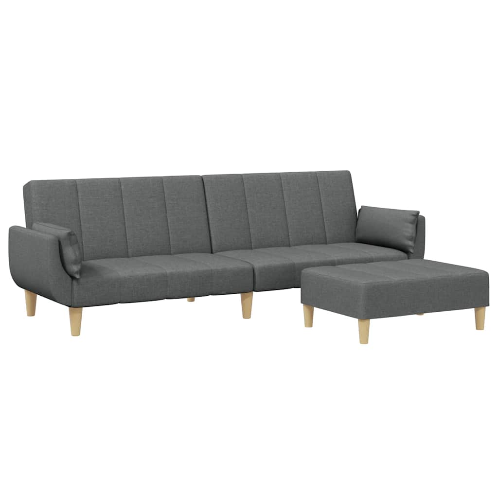 Thumbnail - vidaXL Schlafsofa 2-Sitzer mit Fußhocker Dunkelgrau Stoff