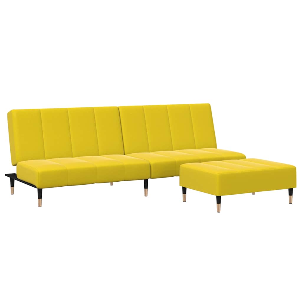 Thumbnail - vidaXL Schlafsofa 2-Sitzer mit Fußhocker Gelb Samt