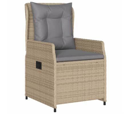 vidaXL 7 pcs conjunto de jantar p/ jardim com almofadões vime PE bege