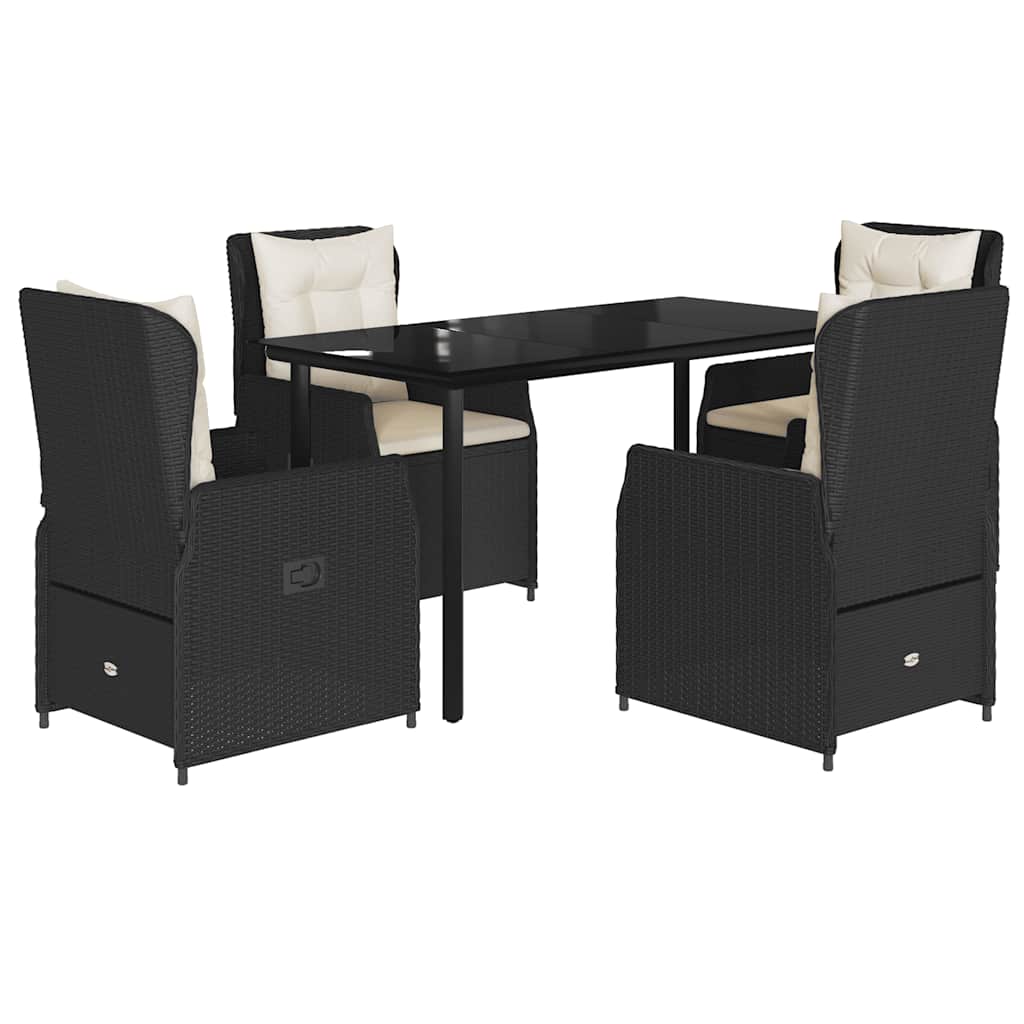 vidaXL Set mobilier de grădină cu perne, 5 piese, negru, poliratan
