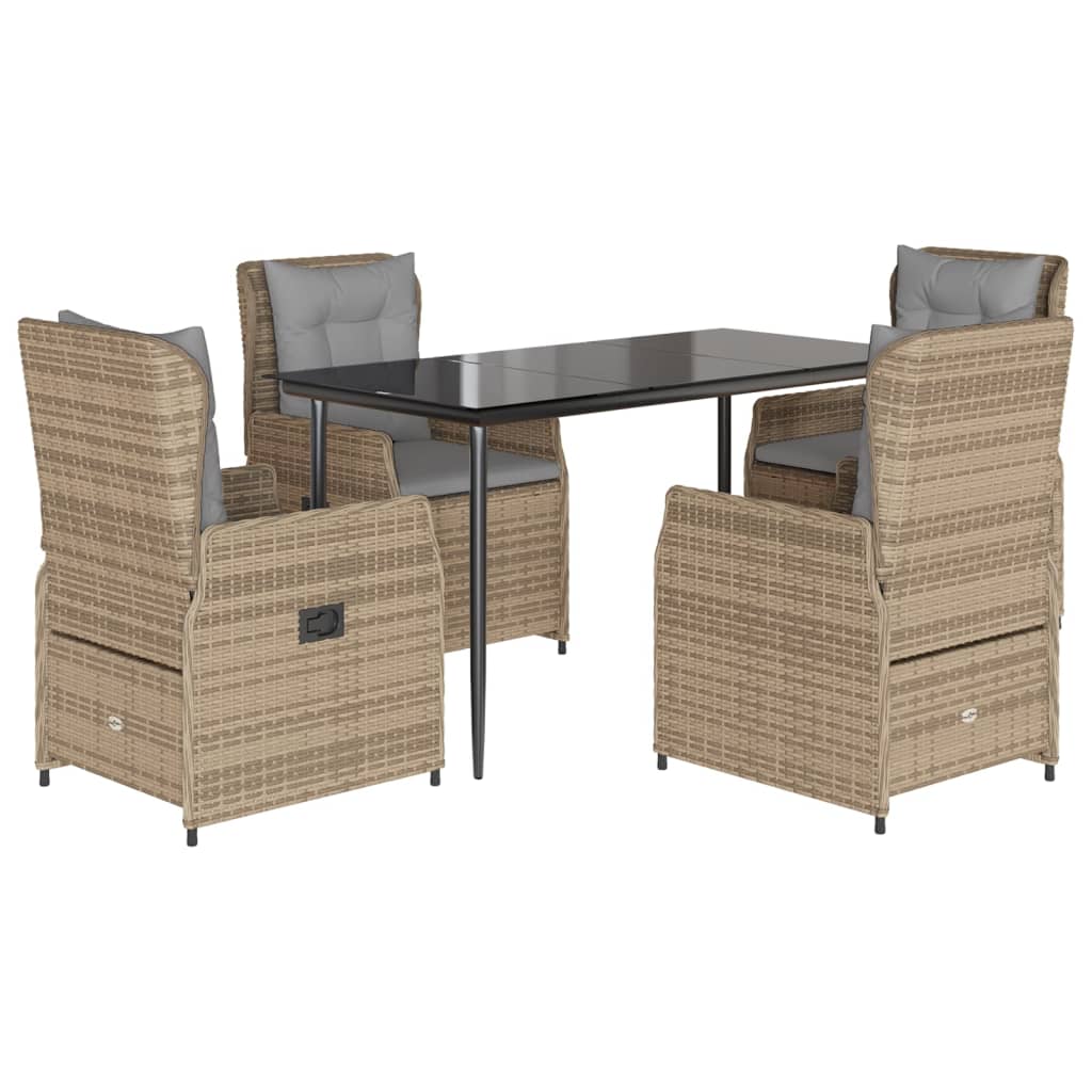 Thumbnail - vidaXL 5-tlg. Garten-Essgruppe mit Kissen Beige Poly Rattan
