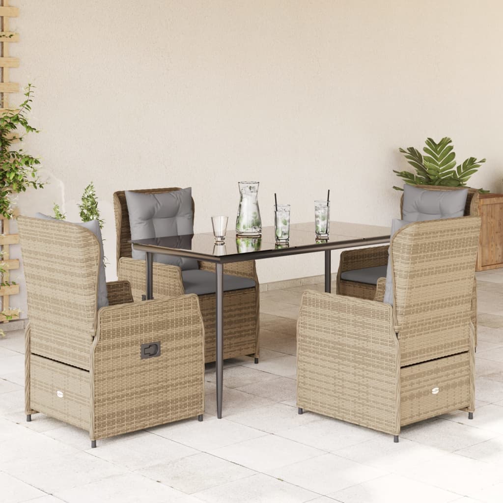 vidaXL Set mobilier de grădină cu perne, 5 piese, bej, poliratan