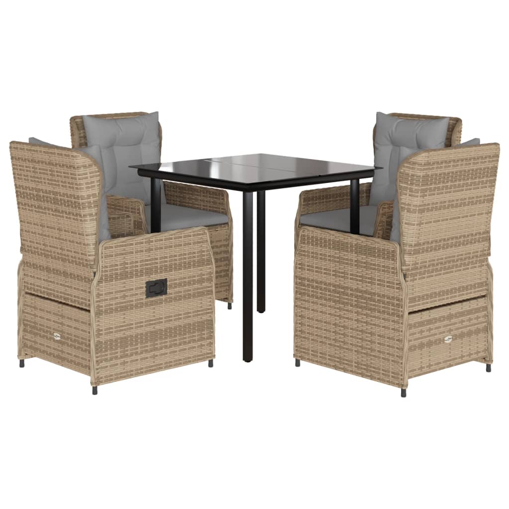 vidaXL 5dílný zahradní jídelní set s poduškami béžový polyratan