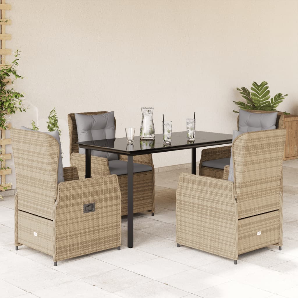 vidaXL Set mobilier de grădină cu perne, 5 piese, bej, poliratan