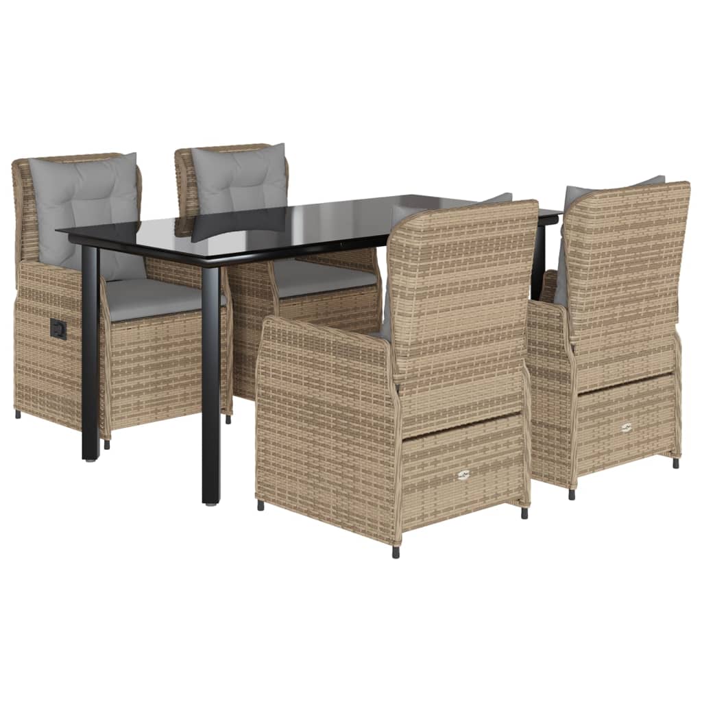 Thumbnail - vidaXL 5-tlg. Garten-Essgruppe mit Kissen Beige Poly Rattan