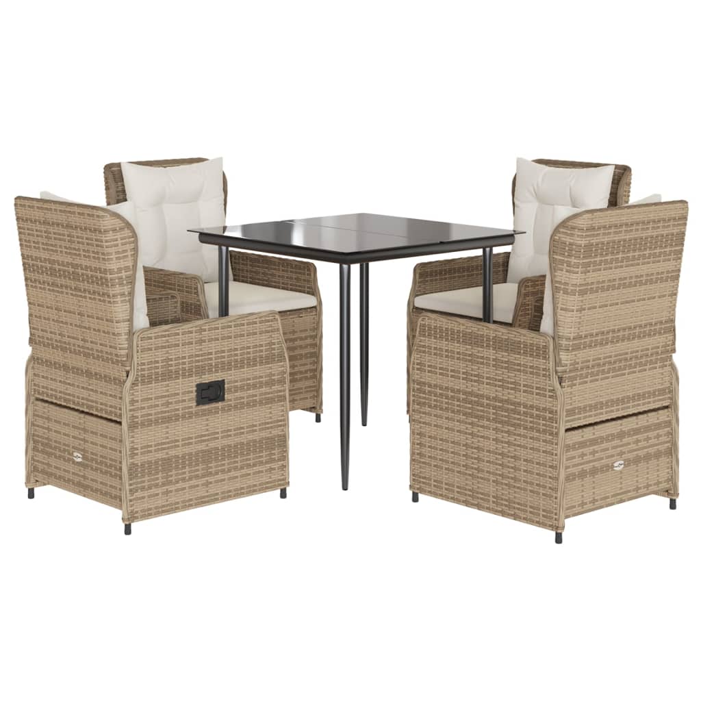 vidaXL Set mobilier de grădină cu perne, 5 piese, bej, poliratan