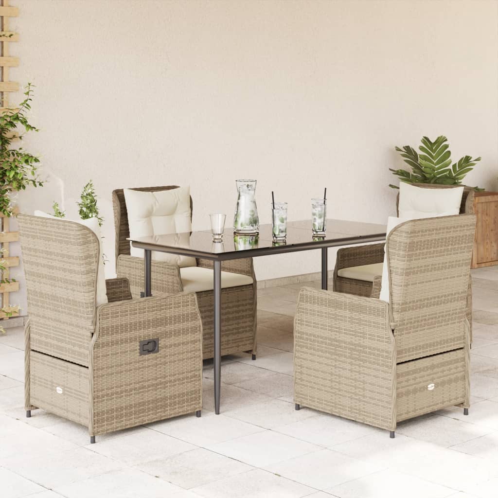 vidaXL Set mobilier de grădină cu perne, 5 piese, bej, poliratan