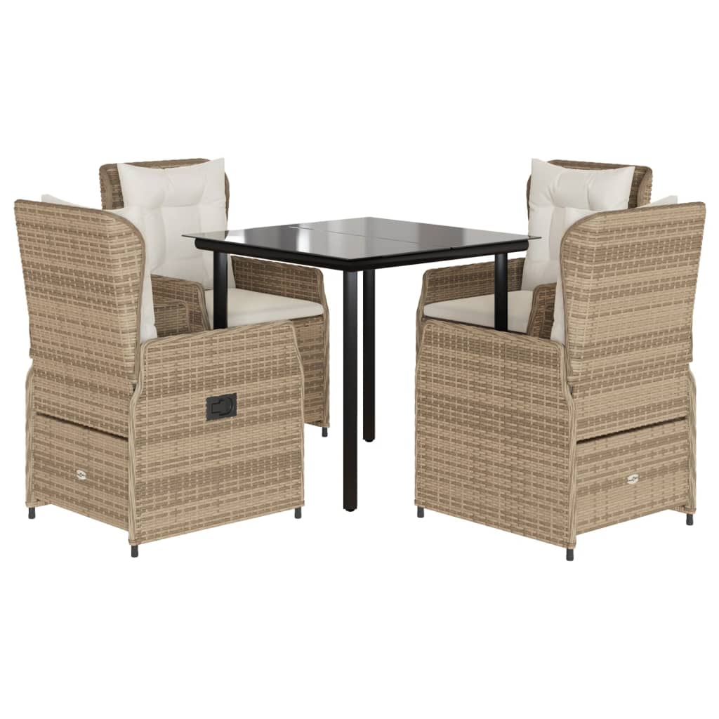 vidaXL Set mobilier de grădină cu perne, 5 piese, bej, poliratan
