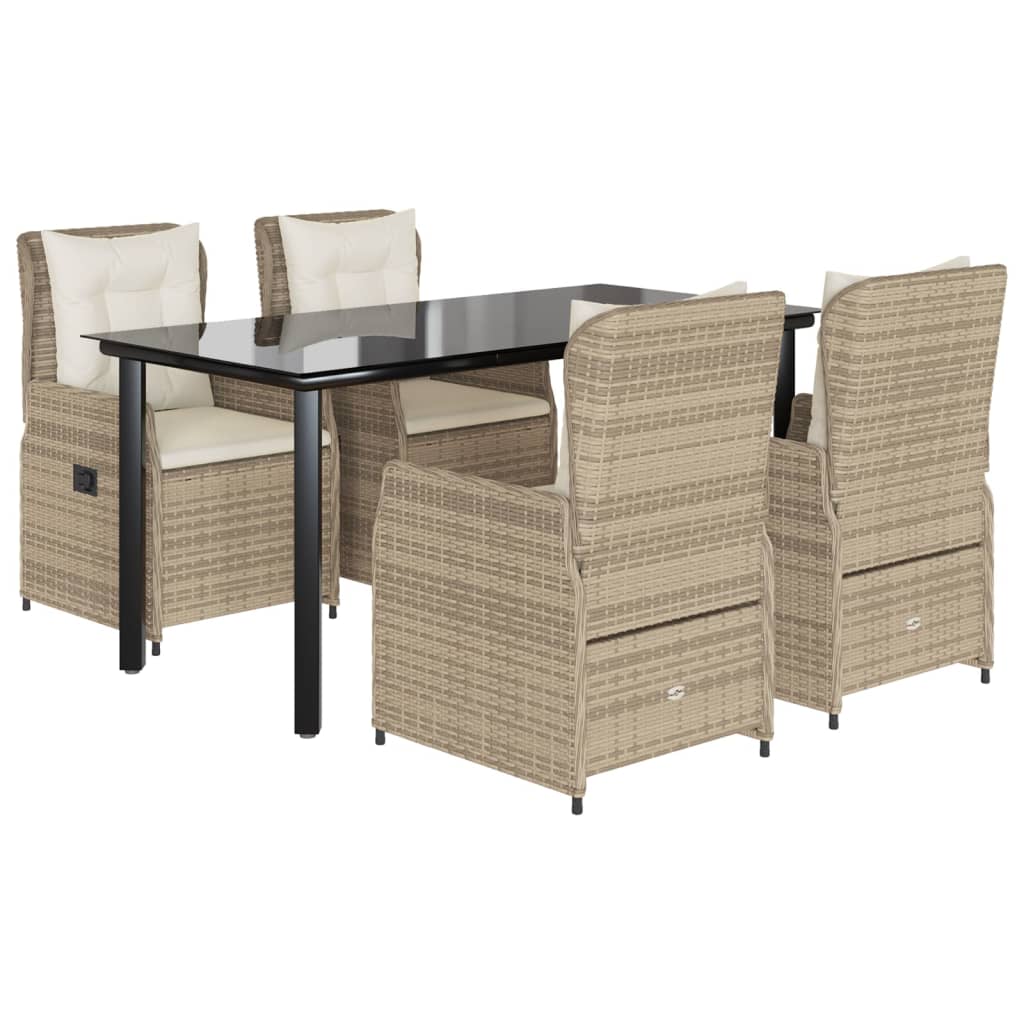 Thumbnail - vidaXL 5-tlg. Garten-Essgruppe mit Kissen Beige Poly Rattan
