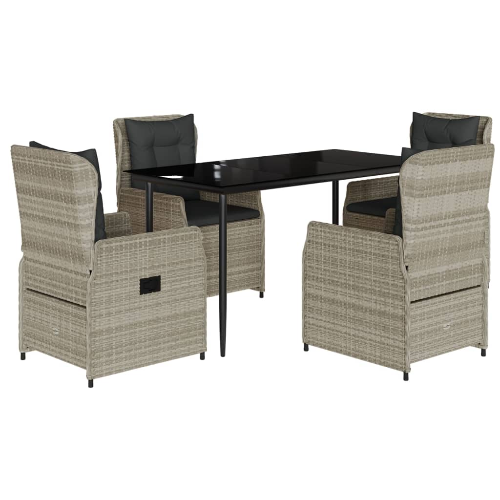 Thumbnail - vidaXL 5-tlg. Garten-Essgruppe mit Kissen Hellgrau Poly Rattan