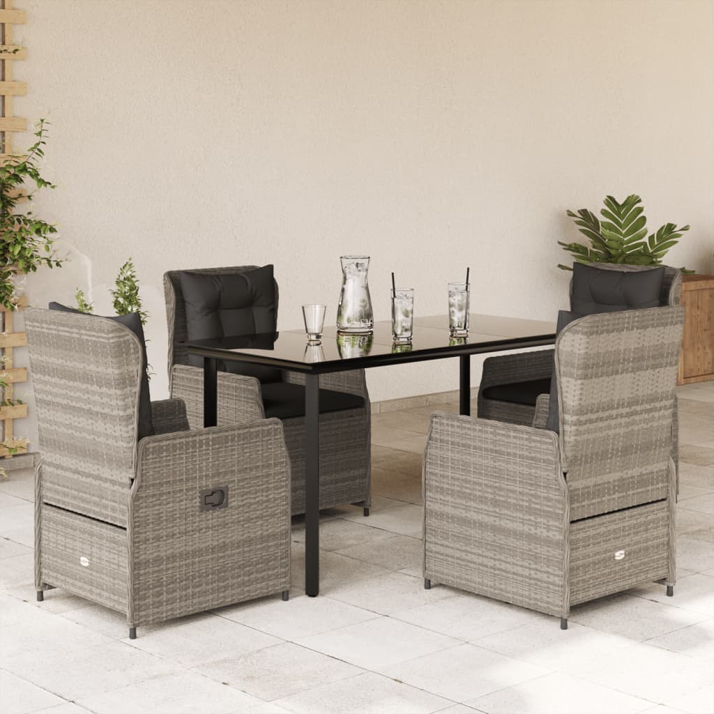 vidaXL Set mobilier de grădină cu perne, 5 piese gri deschis poliratan