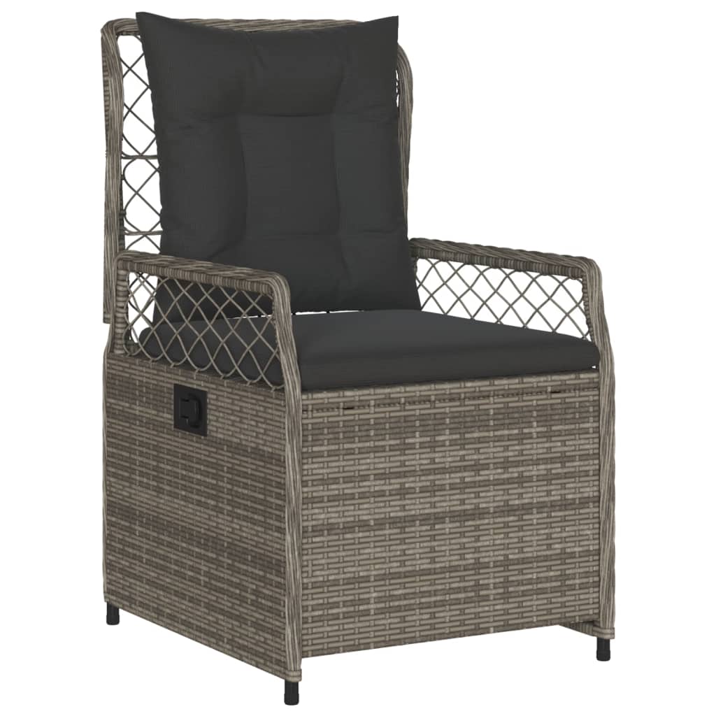 vidaXL 3-delige Tuinset met kussens poly rattan grijs afbeelding