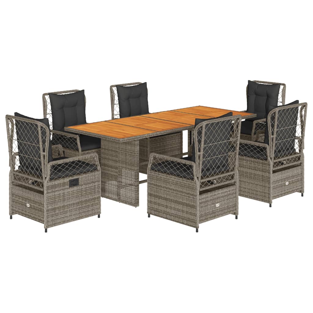 vidaXL 7-delige Tuinset met kussens poly rattan grijs, foto 3