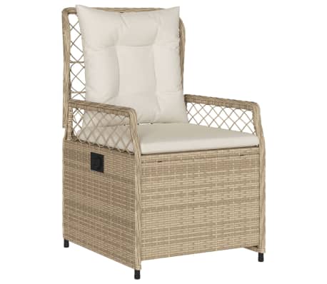 vidaXL Set de masă pentru grădină, 7 piese, cu perne, bej, poliratan