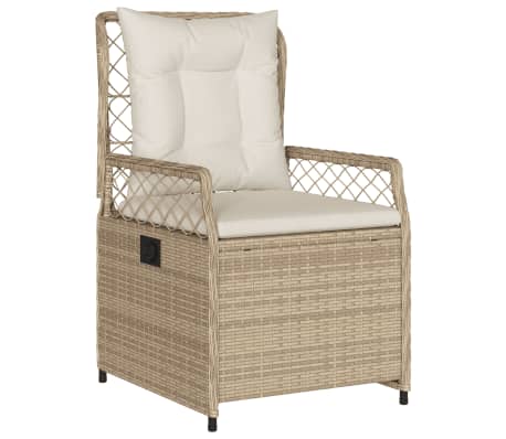 vidaXL Set de masă pentru grădină, 9 piese, cu perne, bej, poliratan