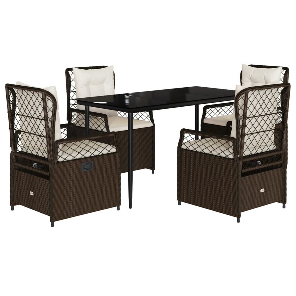 Thumbnail - vidaXL 5-tlg. Garten-Essgruppe mit Kissen Braun Poly Rattan